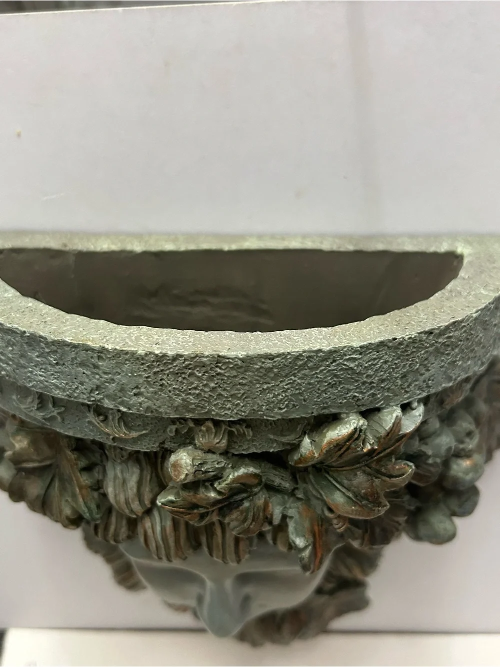 Wall Pocket Planter Face Wine Goddess Dryad Gilded Grapes & Leaves